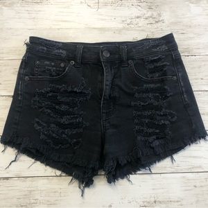 American EAGLE Vintage Hi-Rise Festival Women’s Black Stretch Jean Short Sz 0